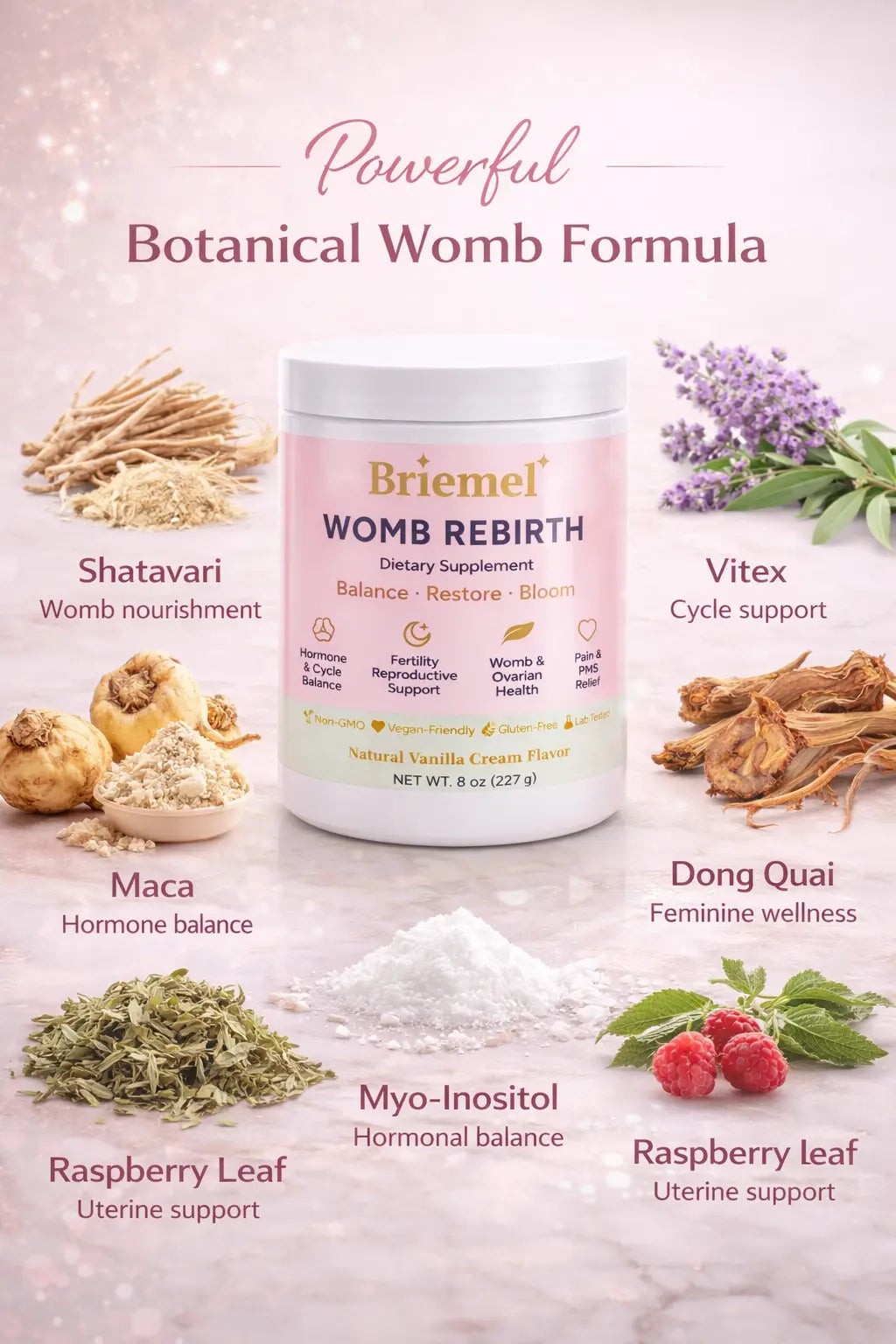 Womb Rebirth – Hormone & Cycle Support Powder (8 oz) Briemel