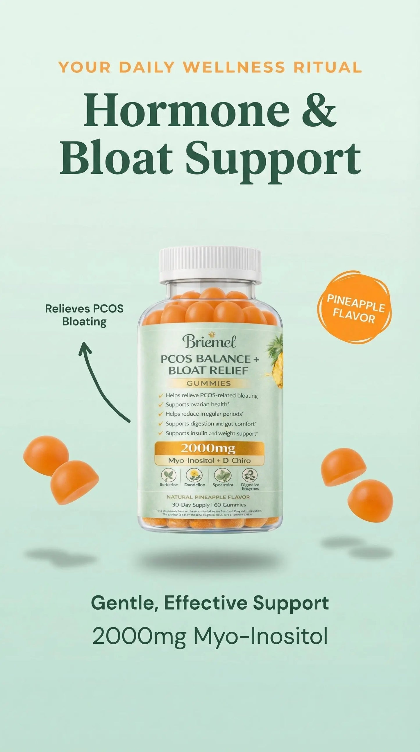 PCOS Balance, Hormone Support & Bloating Relief Gummies Briemel