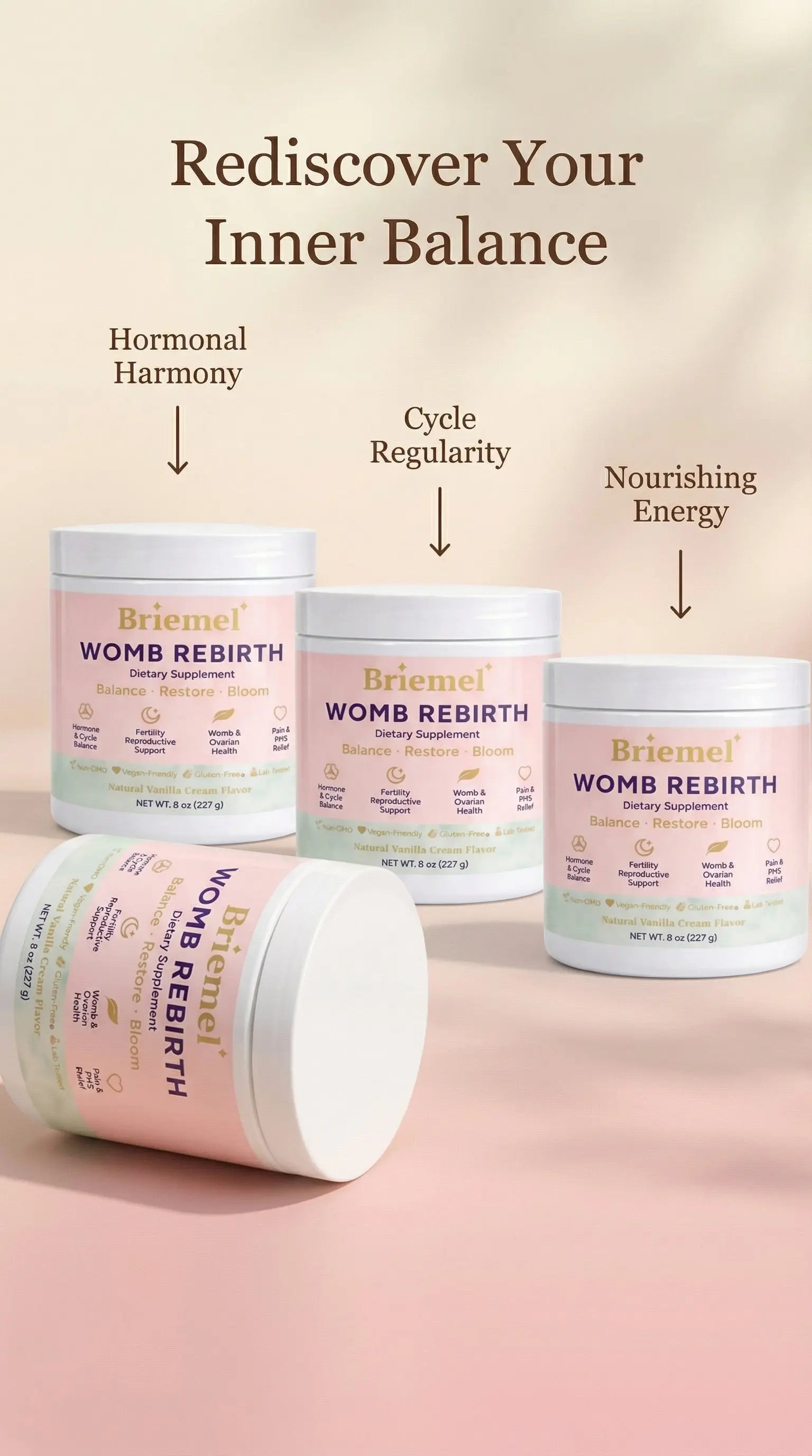 Womb Rebirth – Hormone & Cycle Support Powder (8 oz) Briemel