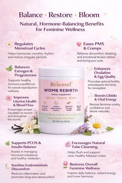 Womb Rebirth – Hormone & Cycle Support Powder (8 oz) Briemel