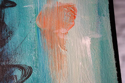 Large Original Acrylic Painting 80x100, One of a Kind Blindfolded Woman Portrait, Silence Gesture Wall Art